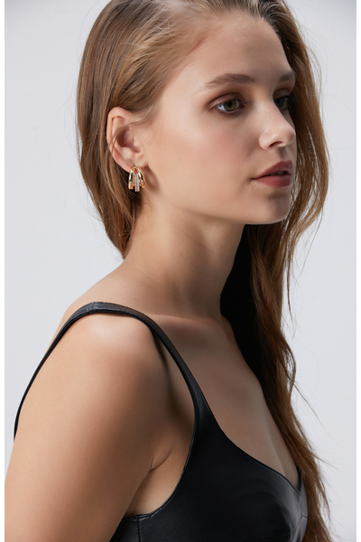 Network Gold Altın Rengi Kadın Küpe