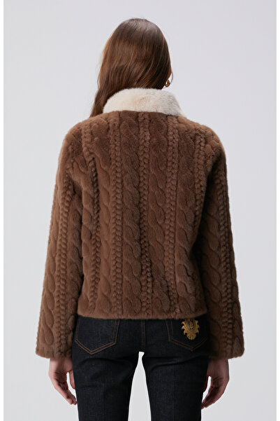 Network Kahverengi Örgü Desenli Kaban