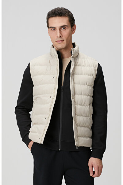 Network Bej Ray Kapitoneli Casual Yelek