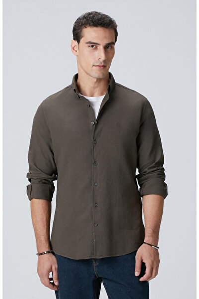 Network Haki Comfort Fit Petek Desen Parça Boya Gömlek