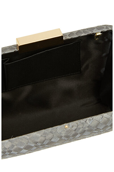 Network Gri Kadın Örgü Desenli Kadın Clutch