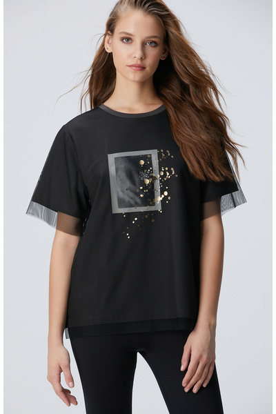 Network Antrasit N-Tech Tül Garnili T-shirt