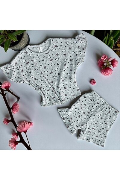 Balgüneş Tekstil Firfirli Reported Patterned Tshirt Sort Set Dusty Rose