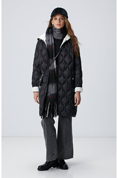 Network Siyah Kapüşon Yakalı Kaban