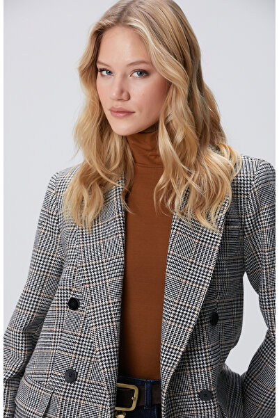 Network Siyah Kırık Beyaz Yün Karışımlı Ceket