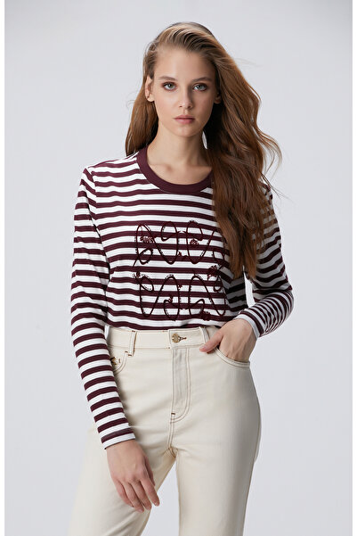 Network Beyaz Bordo T-shirt