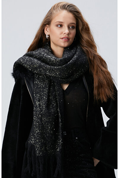 Network Siyah Lureksli Kadın Atkı