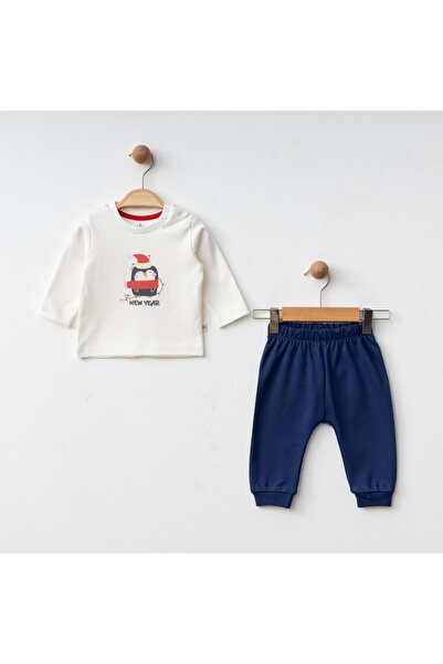 ESLENZA New Year's Concept Baby Cardigan Sweat Pants Set of 3