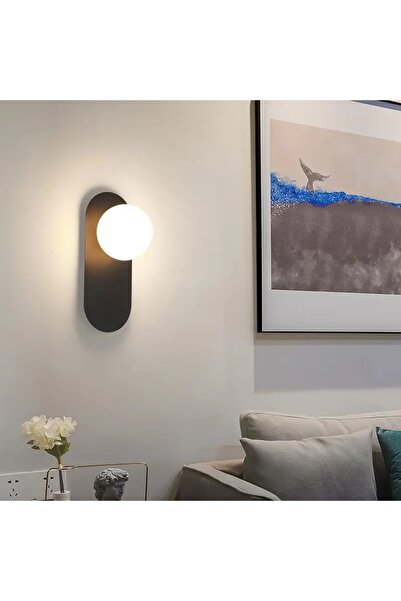 VENON 1 Piece Ellipse Metal Sconce Glop White Glass Wall Lamp Modern for Bedroom-Bedside-Bathroom