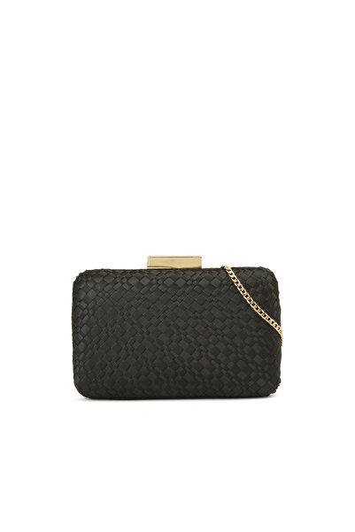 Network Siyah Kadın Örgü Desenli Kadın Clutch