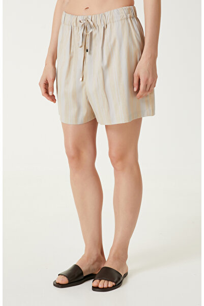 Network Ekru Bej Çizgili Şort