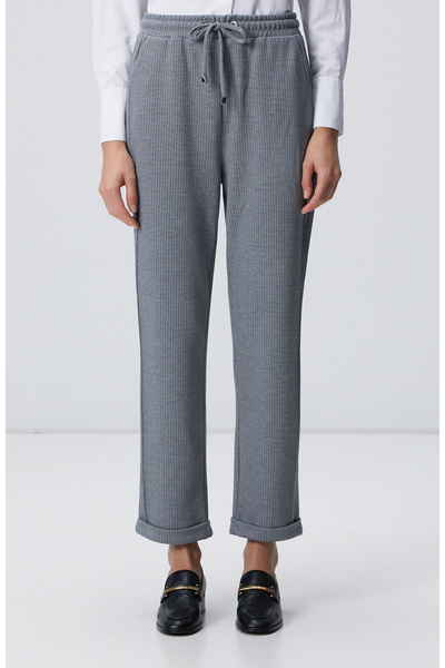 Network Gri Dikiş Detaylı Casual Pantolon