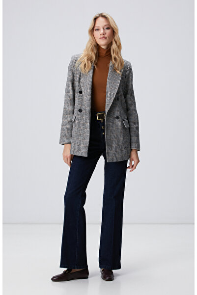 Network Siyah Kırık Beyaz Yün Karışımlı Ceket