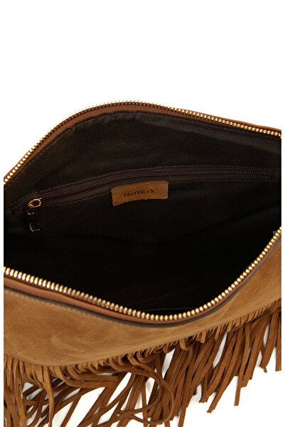 Network Taba Püsküllü Kadın Süet Clutch