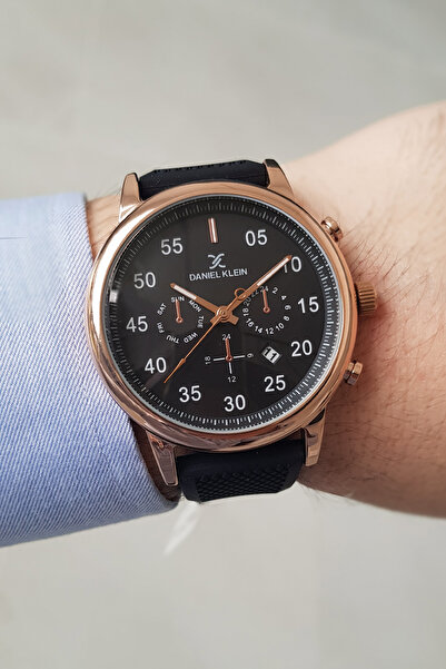 Daniel Klein Daniel Siyah Silikon Kayışlı Takvimli Erkek Kol Saati