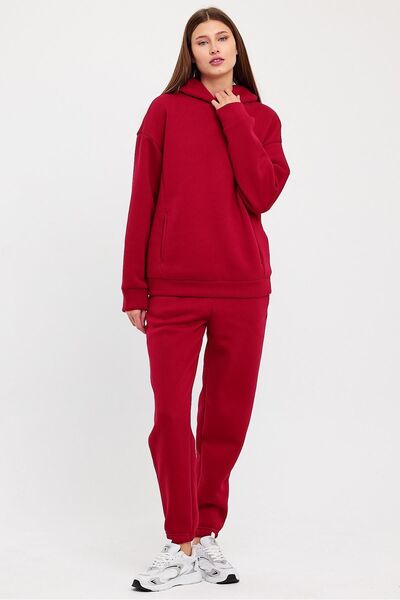 ESPİNA Kadın Beli Ve Paçası Lastikli Üç İplik Polarlı Oversize Eşofman Takımı