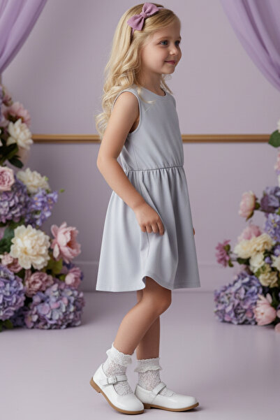 Parla Kids 0025 - Світло-сірий костюм з ліловою банданою