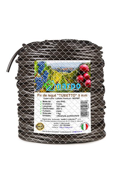 Narpo Fir de legat din plastic PVC, TUBETTO, 5 mm, 120 metri, 1 kg, maro, foa...