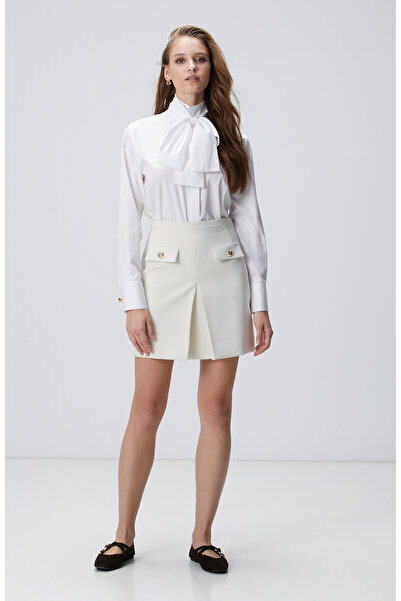 Network Kırık Beyaz Evaze Mini Etek