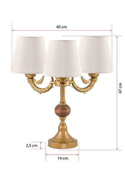 DEDE Cream Colored Triple Candlestick Table Lamp - Antique Lampshade with Hat