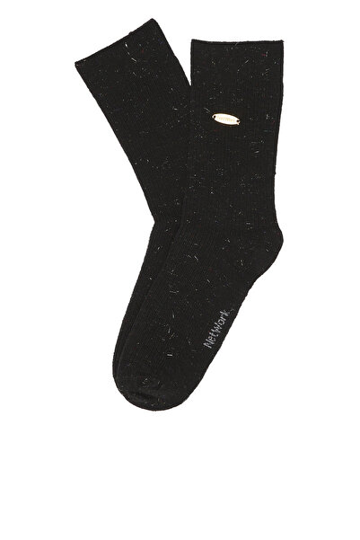 Network Siyah Çizgi Desenli Kadın Soket Çorap
