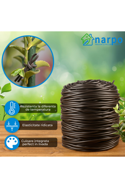 Narpo Fir de legat din plastic PVC, TUBETTO, 4 mm, 160 metri, 1 kg, maro, foarte elastic, NRP006
