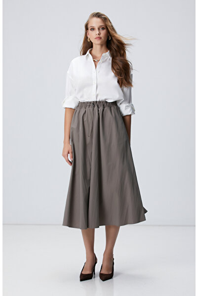 Network Açık Haki Midi Etek