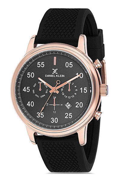Daniel Klein Daniel Siyah Silikon Kayışlı Takvimli Erkek Kol Saati