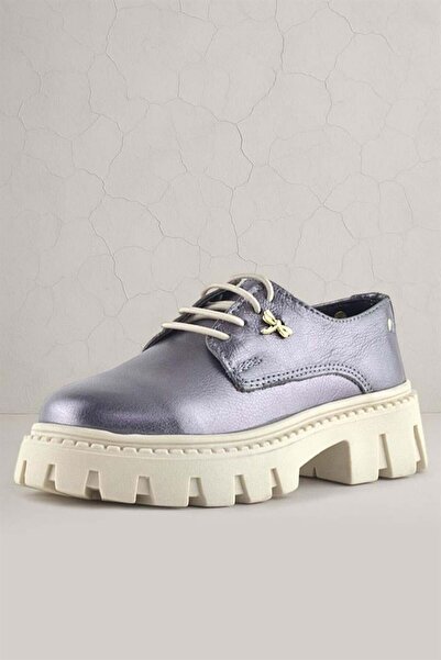 Rakerplus Ежедневни обувки от платина от естествена кожа с връзки и катарама