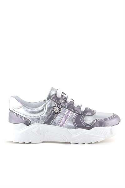 Rakerplus Справжня шкіра, платиновий рожевий квітковий принт, металеві деталі, дитячі спортивні кросівки для дівчаток