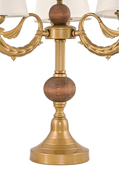 DEDE Cream Colored Triple Candlestick Table Lamp - Antique Lampshade with Hat