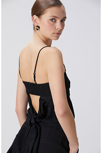 Network Siyah Crop Bluz