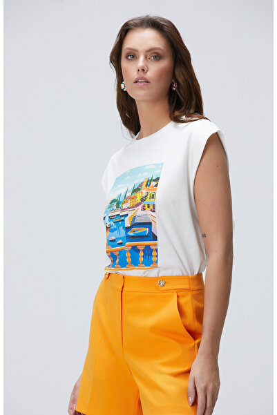 Network Kırık Beyaz Baskılı T-shirt