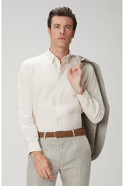 Network Kırık Beyaz Keten Karışımlı Gömlek