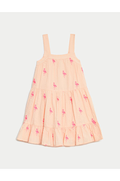 Marks & Spencer Saf Pamuklu Desenli Elbise (2-7 Yaş)