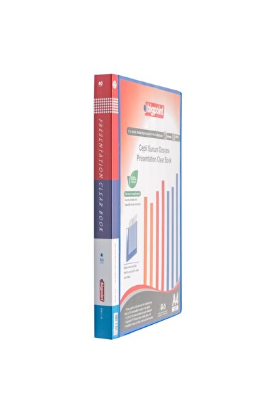 Bigpoint ملف عرض 40 قطعة باللون الأزرق مع جيوب