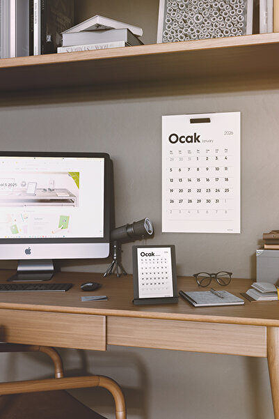 Munu Note Munucal S - 2026 Metal Masa Takvimi 12 Yaprak 300 Gr. 1. Hamur Minimalist Tasarım