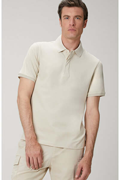 Network Bej Polo Yaka Gizli Patlı Desenli T-shirt
