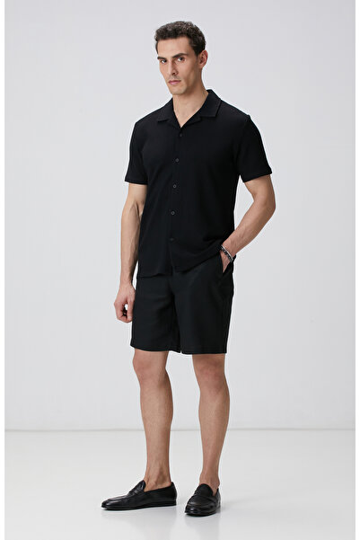 Network Siyah Keten Chino Şort