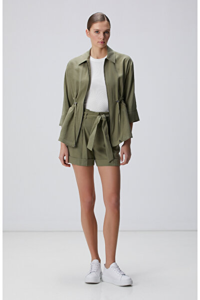 Network Haki Beli Büzgülü Ceket