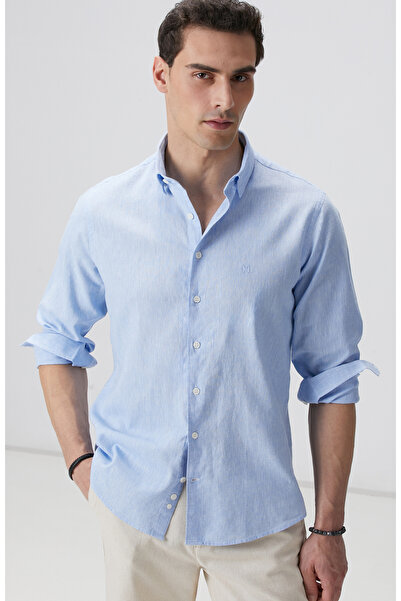 Network Açık Mavi Keten Gömlek
