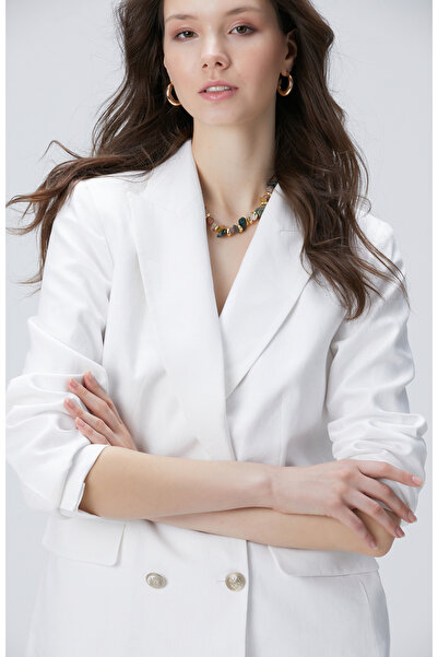 Network Beyaz Keten Ceket