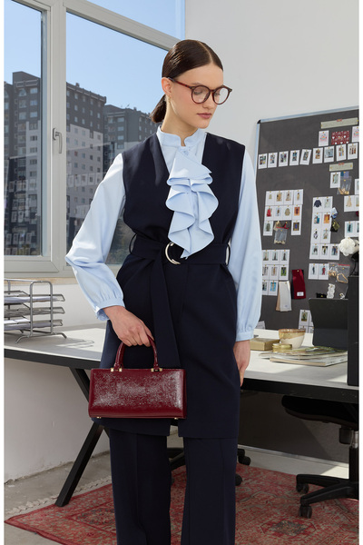 Fatma Atasoy Volanlı Bebe Mavi Midi Gömlek