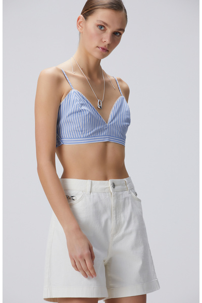 Network Mavi Beyaz Çizgili Büstiyer