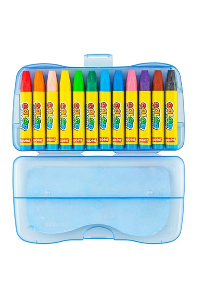 Bigpoint Pastel Crayons, 12 Colors - Blue Box