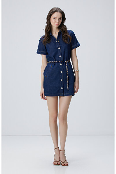 Network Indigo Mini Denim Elbise