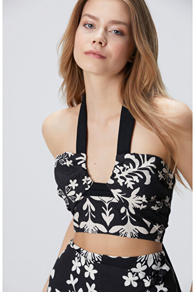 Network Siyah Bej Plaj Bluz