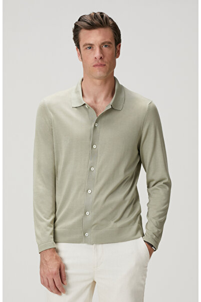 Network Limited Haki İpek Karışımlı Triko Gömlek