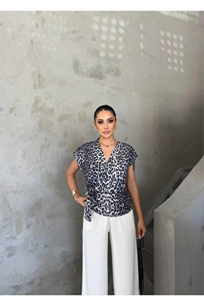 DEAG Leopard Print Detailled Blouse Gray