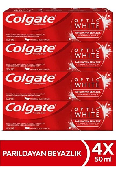 Colgate معجون أسنان أوبتيك وايت لتفتيح الأسنان وتبييضها 4 × 50 مل